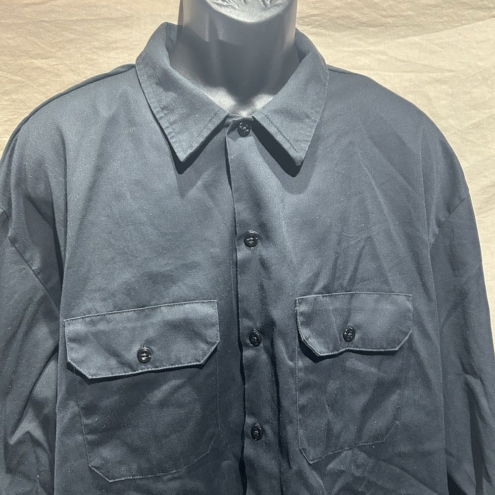 Dickies Mens 3XL Work Shirt Black Long Sleeve Button Down Poly-Cotton